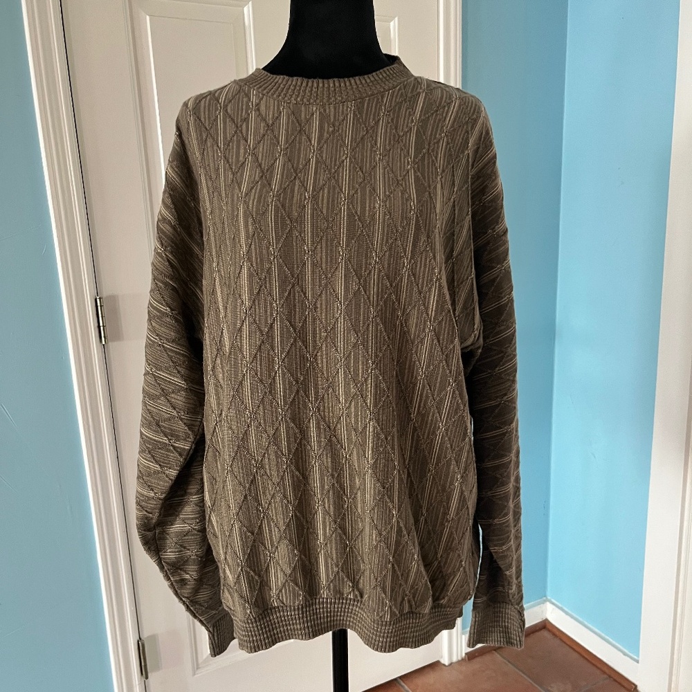 Vintage Cosby Style Crewneck Knit Sweater Made in US Mens Size L Pronto Uomo